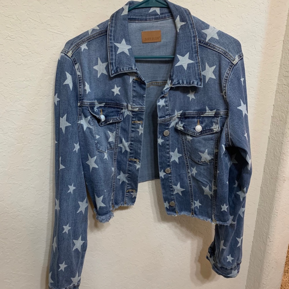Judy Blue cropped star denim jacket